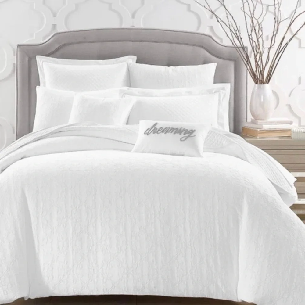 Charter Club Woven Tile 3-Pc. King White Reversible Comforter Set